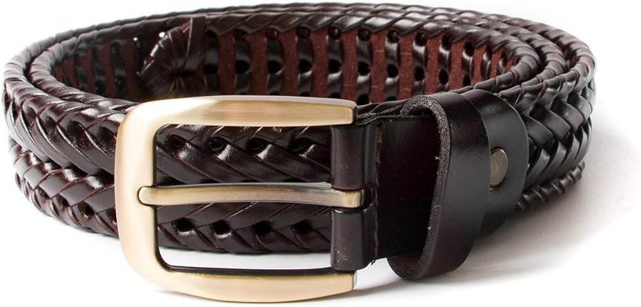 Men Braided Woven Genuine Leather Belt - Image 3