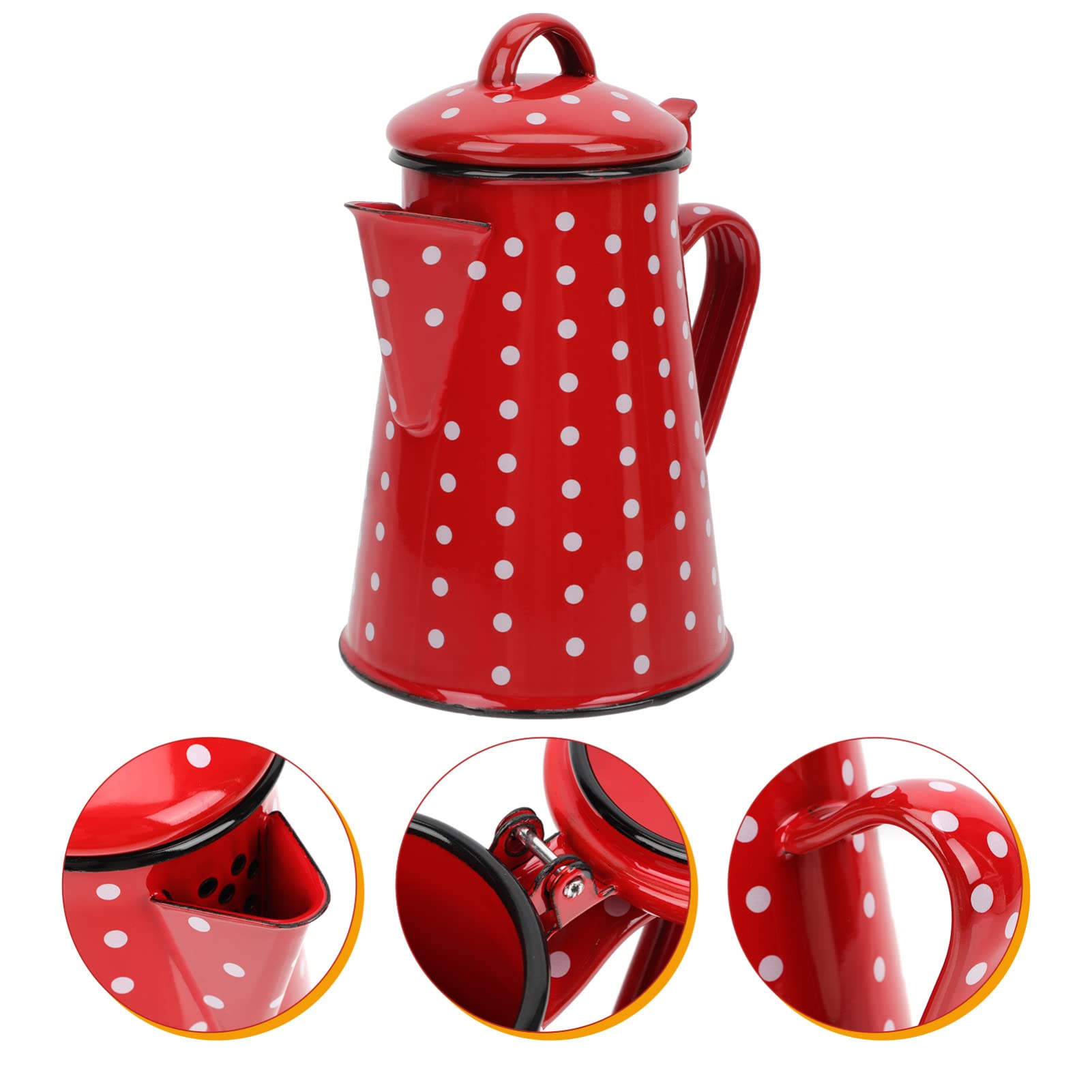 Botella de agua de acero inoxidable esmaltada para cafetera, esmaltada: hervidor de café esmaltado para camping, hervidor de agua caliente, tetera para estufa, fogata, 0. Hervidor de camping de 8 L