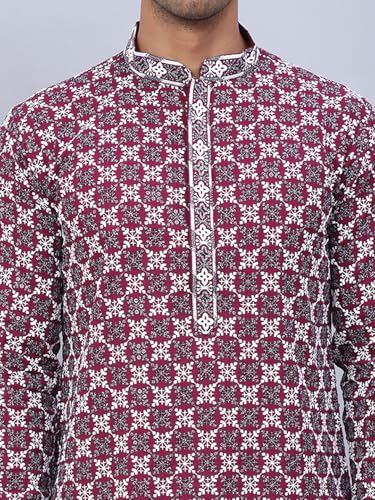 Image of Jompers Rayon Embroidered & Sequins Regular Fit Kurtas for Men.