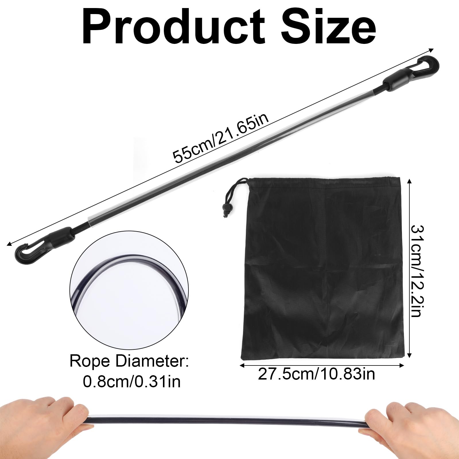 6pcs Sangles Cuisse pour Couvertures Cheval avec Sac Rangement, Sangle Queue Élastique Réglable 55cm avec Clips à Double Extrémité pour Couvertures et Draps d'Hiver Chevaux (Noir)
