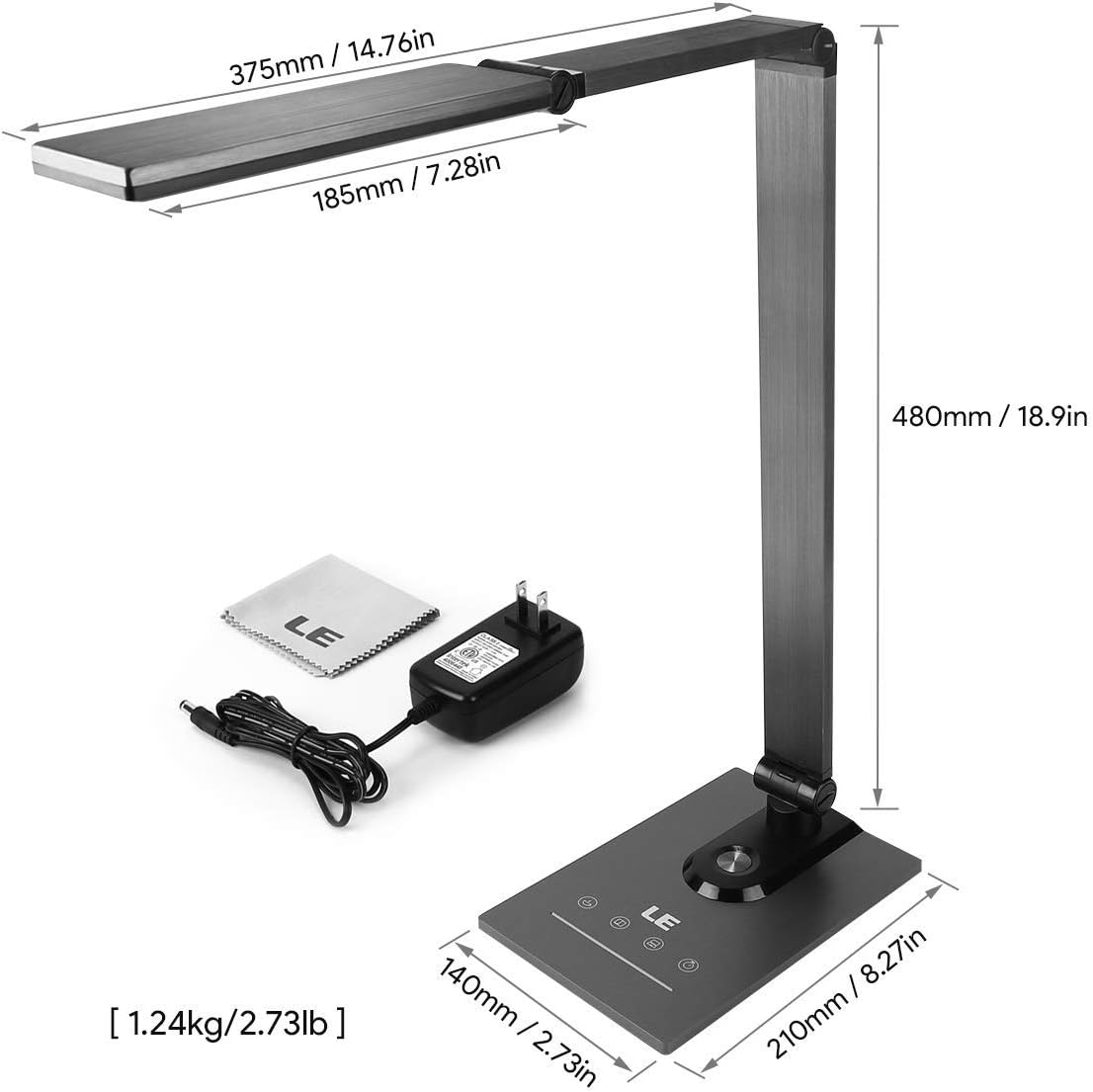Birou LED Lepro Lamp with power adapter and cleaning cloth