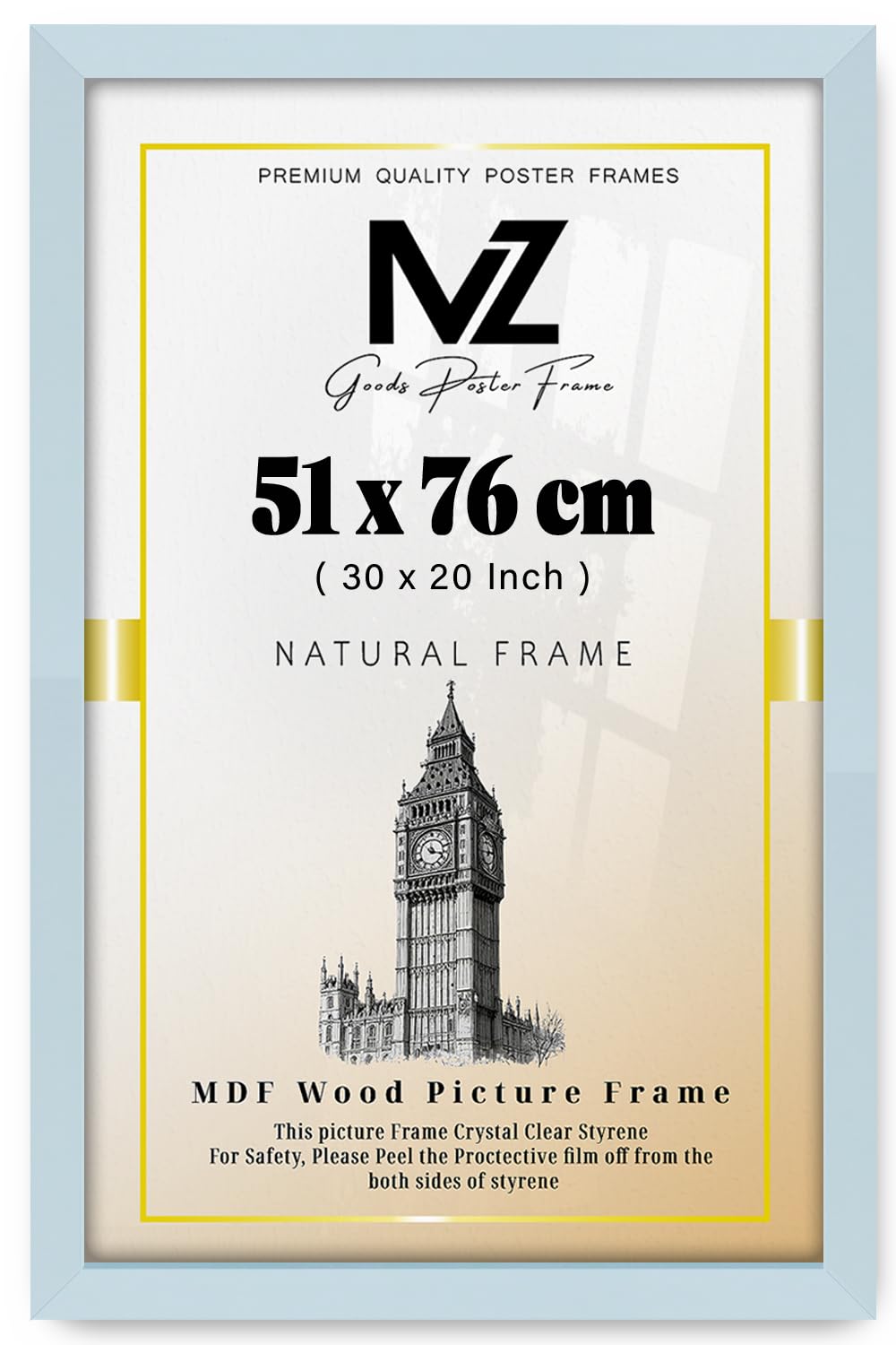 Mz Goods Light Grey | Mdf Picture Frame (51 X 76 Cm) 20 X 30 For Posters, Artwork & Wall Décor, Elegant Mdf Finish, Secure Hanging Hooks Included [ ]