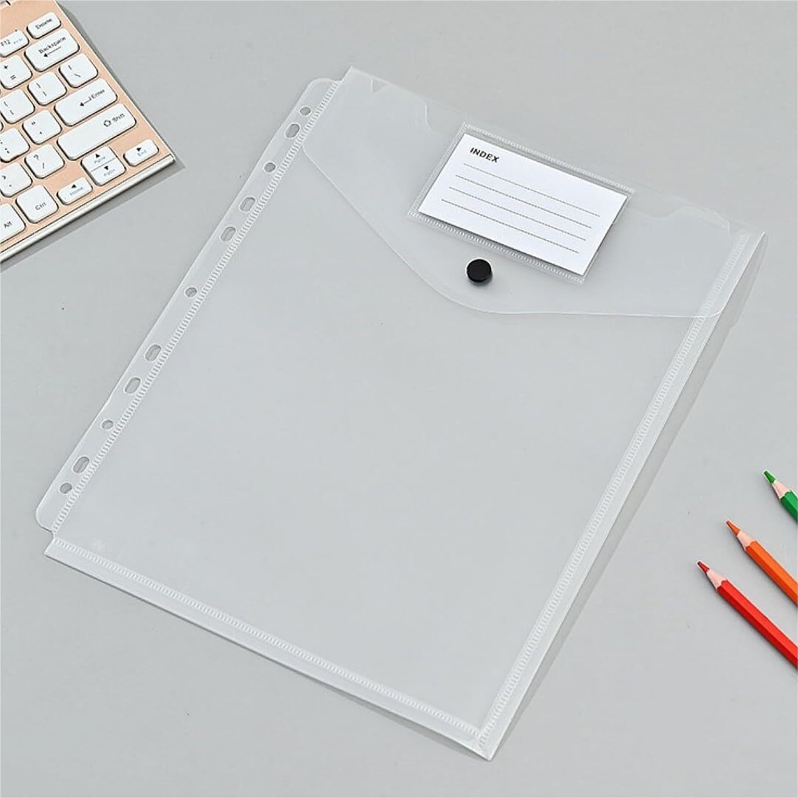 cartelletta Raccoglitore Tascabile - 12 Buste Cartelle Raccoglitore 11 Fori For Anelli 2/3/4, Cartelle Raccoglitore Con Bottone Automatico Ed Etichetta, Formato Lettera organizer(Vertical)