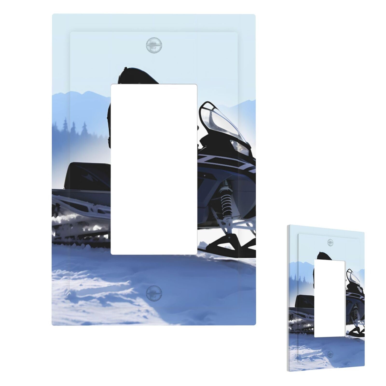 Fekiloot 1 Gang Snowmobile Wall Plate Cover Modern Decorative Light Switch Cover Unbreakable Receptacle Outlet Covers For Living Room Bedroom Home Decor
