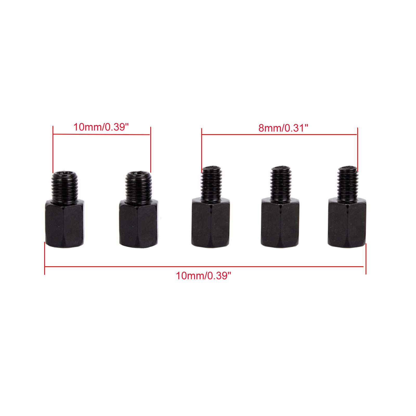 WOOSTAR Manillar Riser 22mm Espejos Laterales Moto 10mm con Hilo Convertidor Tornillos M10 a M8 Reemplazo para Scooter ATV 4 Wheeler Quad Pocket Pit Bike Paquete de 2 (056 Tipo)