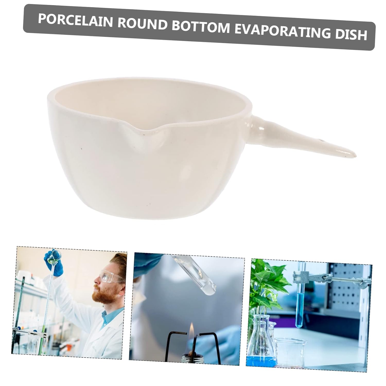 2pcs Evaporating Bowl Handle Round Evaporating Dish Lab Container Heat-Resistant Laboratory Equipment