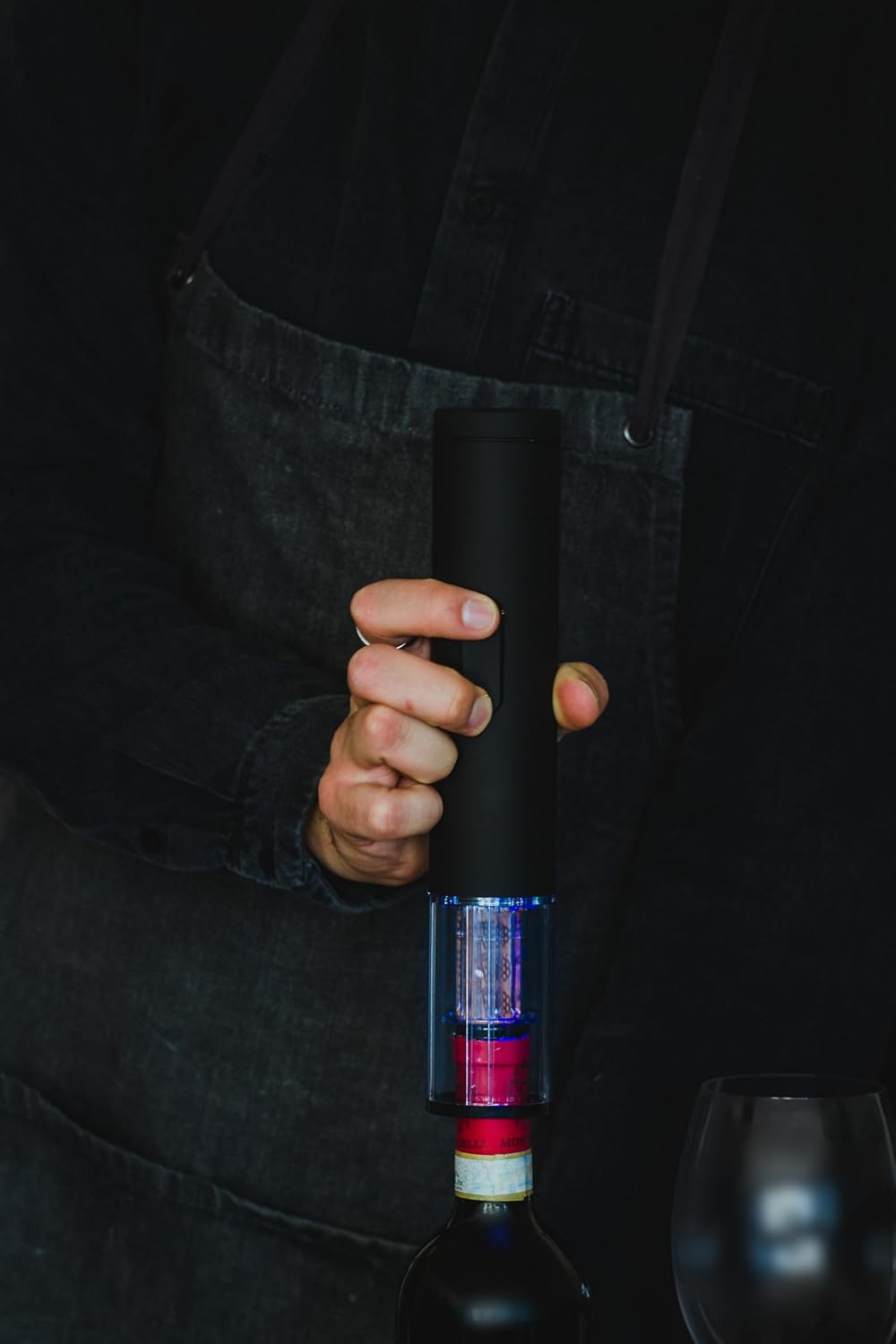 BarCraft Electric Corkscrew Wine Opener with Foil Cutter, Black, 26.5 x 4.5 cm