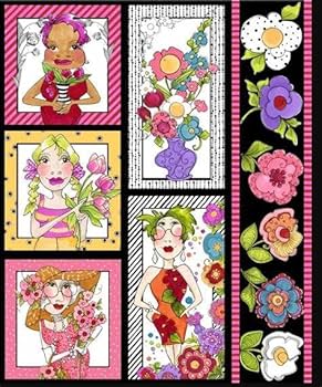 限定パネル ①　ユリの花とかわいい女の子パネル生地　　ハンドメイド ②未使用 可愛い女の子パネル生地2枚＆花柄生地です。 - メルカリ