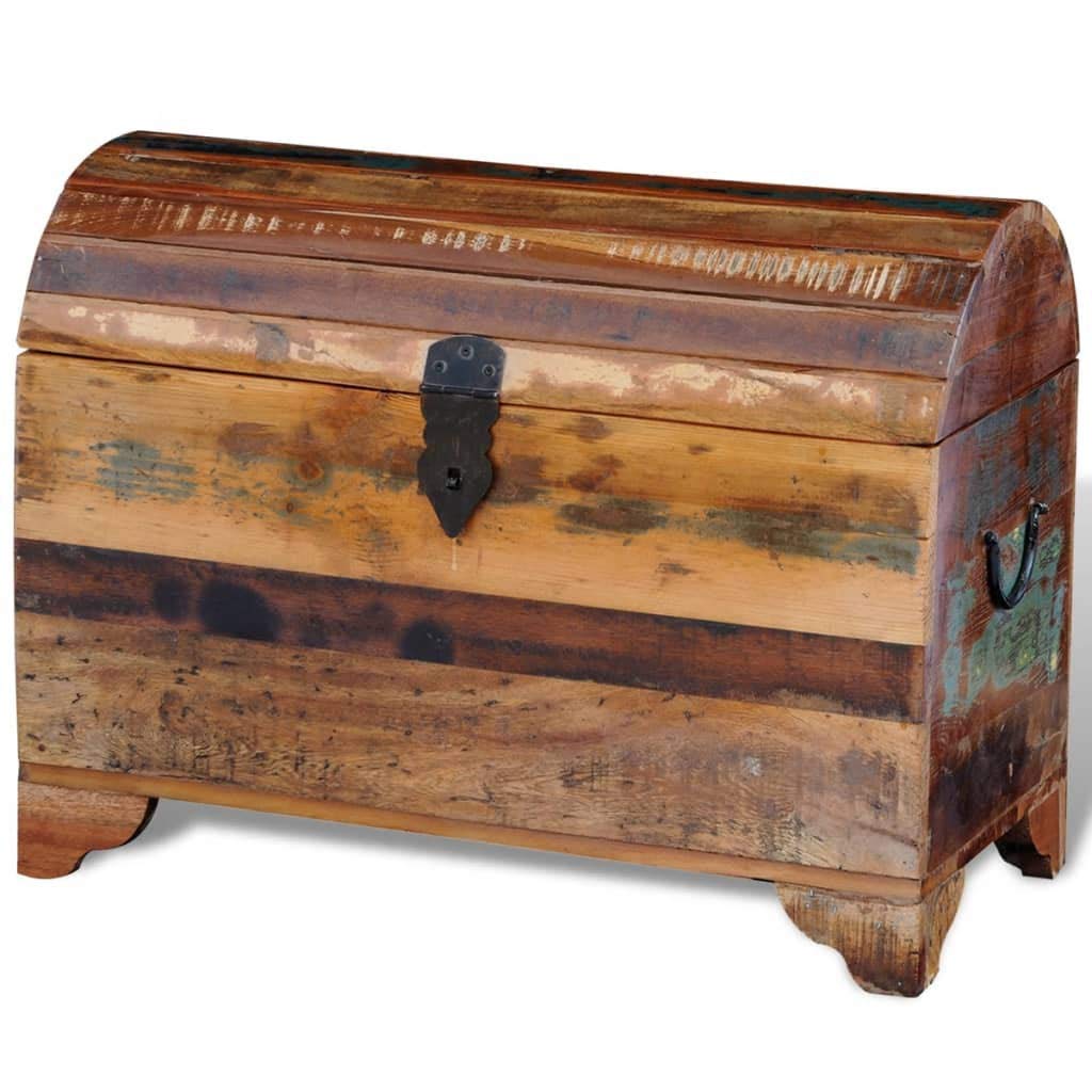 VidaXL - Baúl de Madera Maciza para Almacenamiento Hecho a Mano, Estilo Vintage, Estilo Antiguo