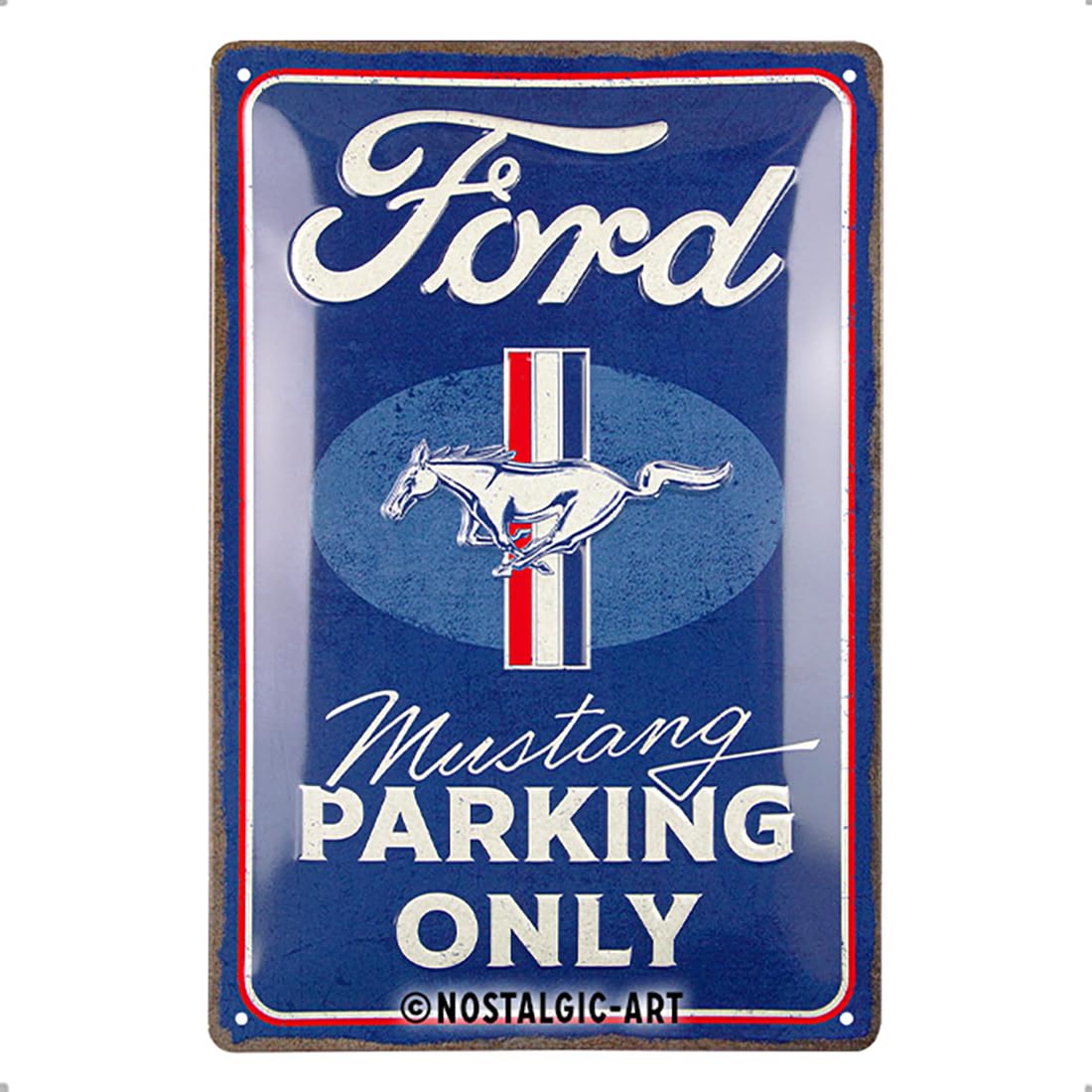 Nostalgic-Art Cartel metálico retro, 20 x 30 cm, Ford Mustang – Parking Only – Idea de regalo para fans de Ford, de metal, diseño vintage