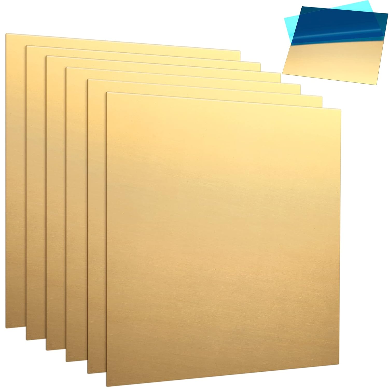 6 Pieces Brass Sheet 6 x 6 Inches 20 Gauge 0.8mm Thickness