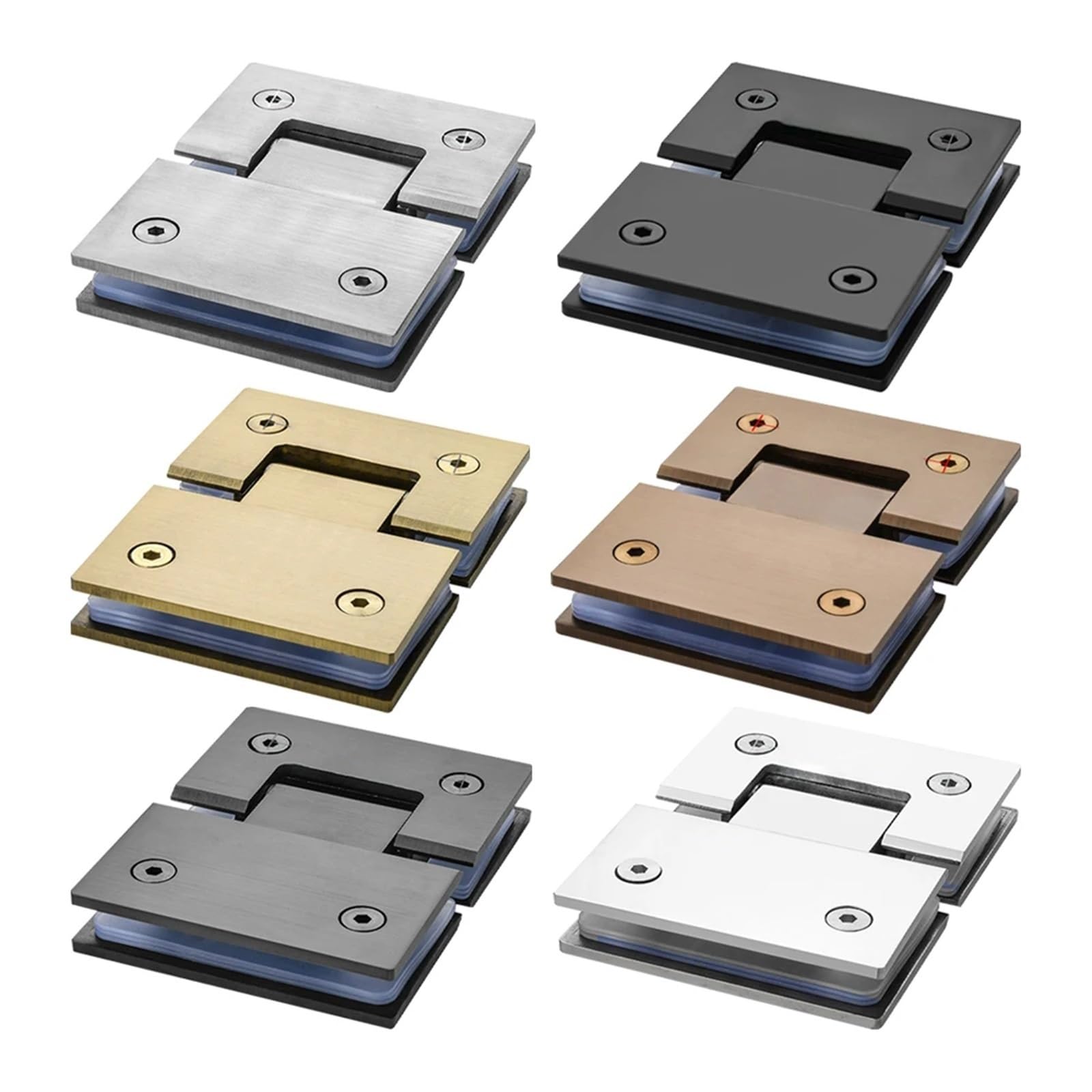 2 uds 180 grados Clip de escaparate acero inoxidable soporte vidrio resistente abrazadera puerta ducha bisagra muebles piezas repuesto(Silver)