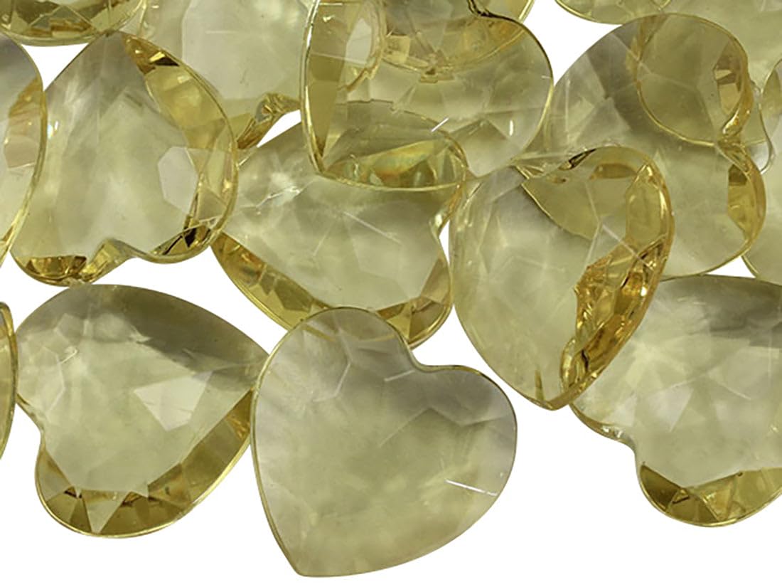 Allstarco 27mm Yellow CH23 Heart Acrylic Pirate Treasure Gems Plastic Jewels For Party & Games, Table Scatter, Vase Fillers
