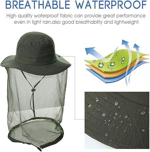 Miniatura 5 de Comhats Sombreros de malla de nylon de malla de velo para hombres protección UV sol pescajardineríanavegación al aire libre