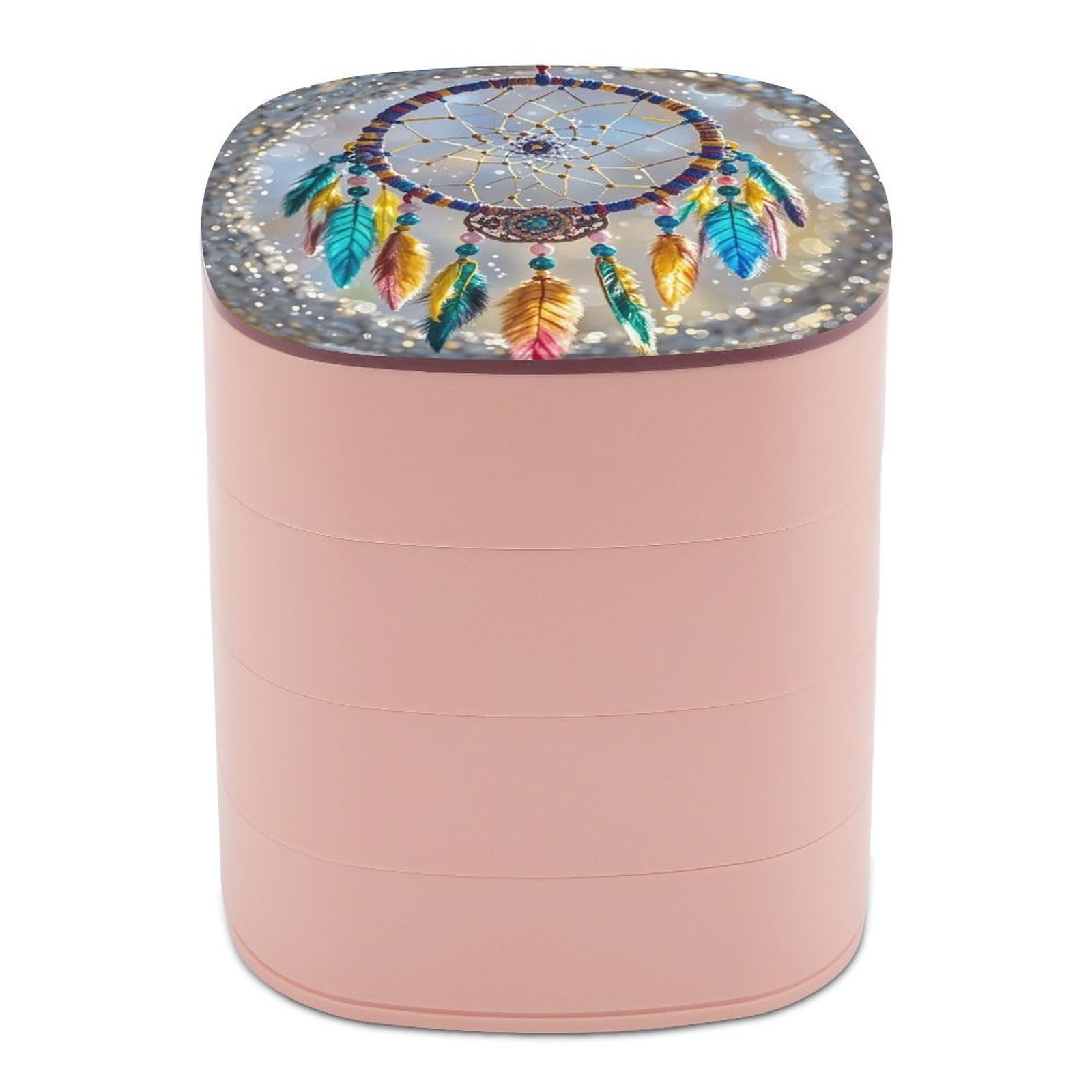 FekiLoot Rotating Cherry Dream Catcher Jewelry Box Large Capacity Jewelry Organizer with Mirror 4 Tier Hoop Ring And Earring Holder With Lid Small Travel Jewelry Case for Women