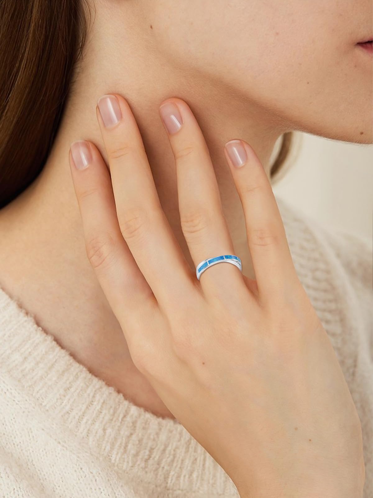 Glaube Liebe Hoffnung/Ich kann alles machen Ring 925 Sterling Silber Opal Ring Schmuck Verstellbarer Ring Damen Mädchen Frauen