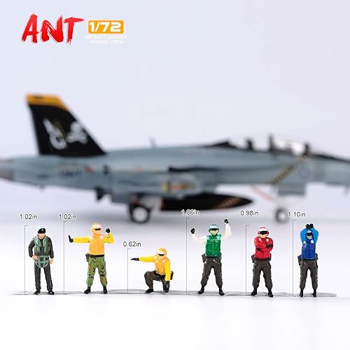 Miniatura 9 de 6 figuras militares a escala 1/72, juego de tripulación de tierra portaaviones estadounidenses, kit de modelo de exhibición de aviones, soldados,