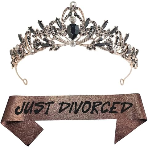 Dgasin Just Divorced Sash and Crown Party Supply Kit Brown Divorced Party Decorations Favors for Divorced Single Women Men Divorce Gifts Cover