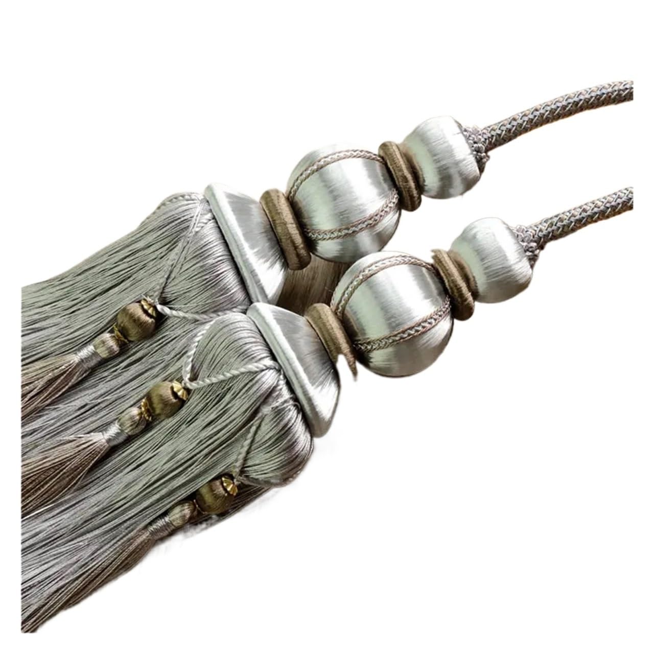 1/2 szt. frędzli do zasłon, wiszące kule, dekoracje, akcesoria, nowoczesny uchwyt na zasłony z liny(Grey,2pcs)