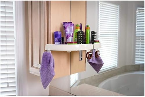 Miniatura 8 de TAUFAOD Estante de triple esquina, soporte de almacenamiento, estante de esquina a presión para baño, soporte de pared con agarre triangular para