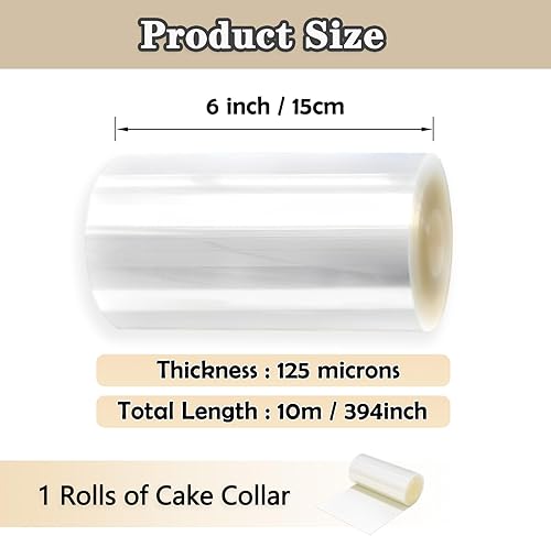 Miniatura 2 de Collares para tartas, rollos transparentes para tartas, 6 x 394 pulgadas, rollo de collar de acetato para manualidades, hoja de acetato