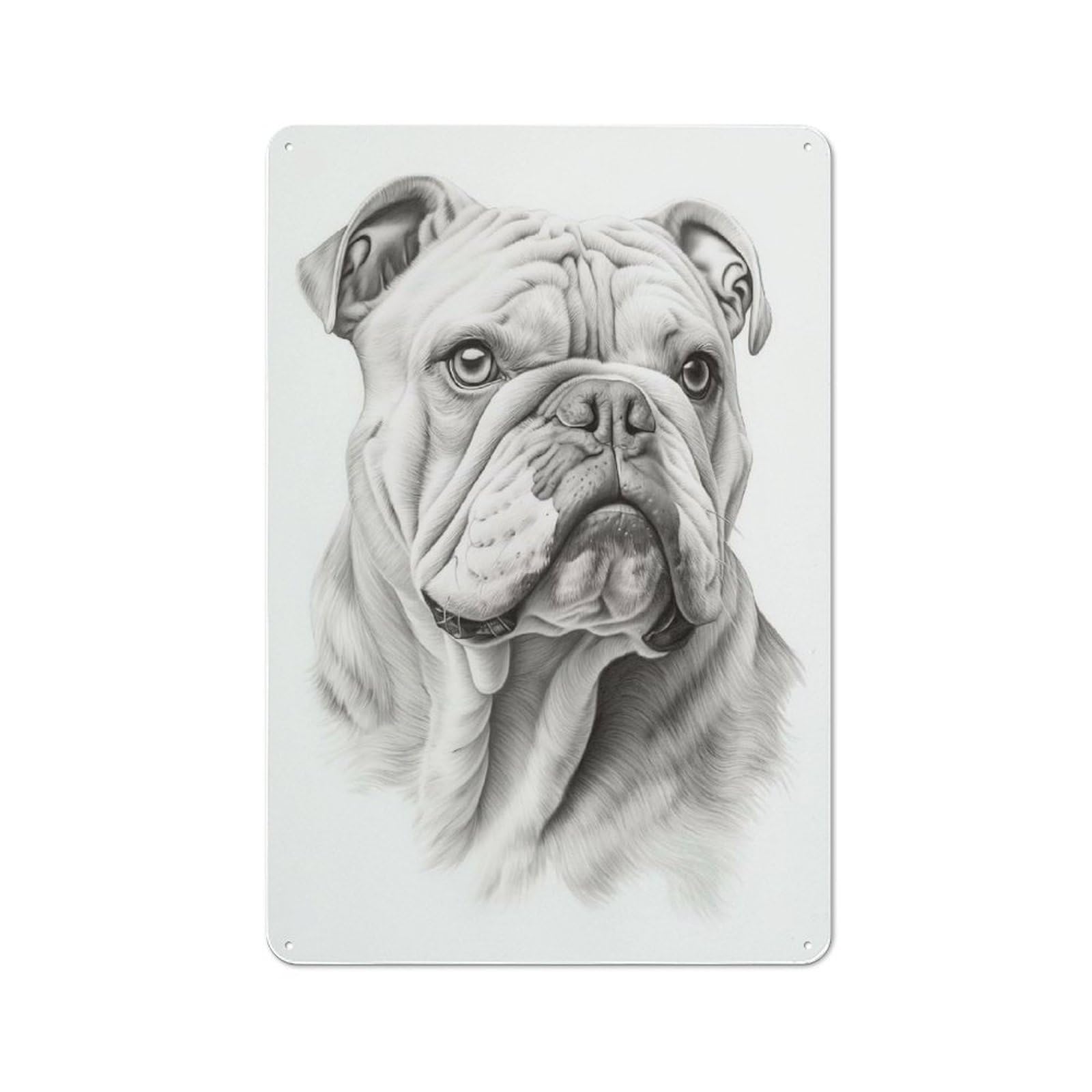 Junmoney Style-4 English Bulldog Rustic Tin Sign 30X20cm, Vintage Porch Wall Decor For Conservatory, Home Bar Or Utility Room