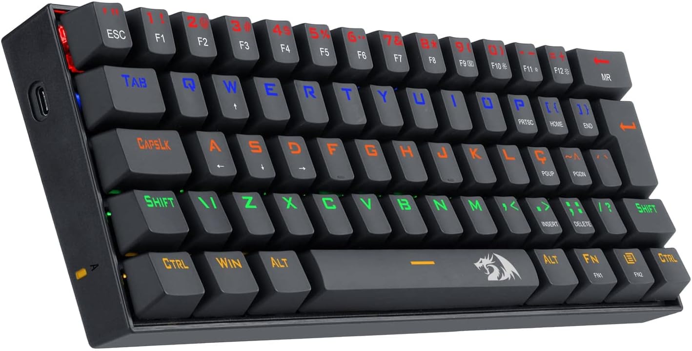 Teclado Mecânico Gamer Redragon Lakshmi Rainbow Preto, Switch Azul, ABNT2 - K606R (PT-BLUE) 2 61gTubXZu1L. AC SL1500