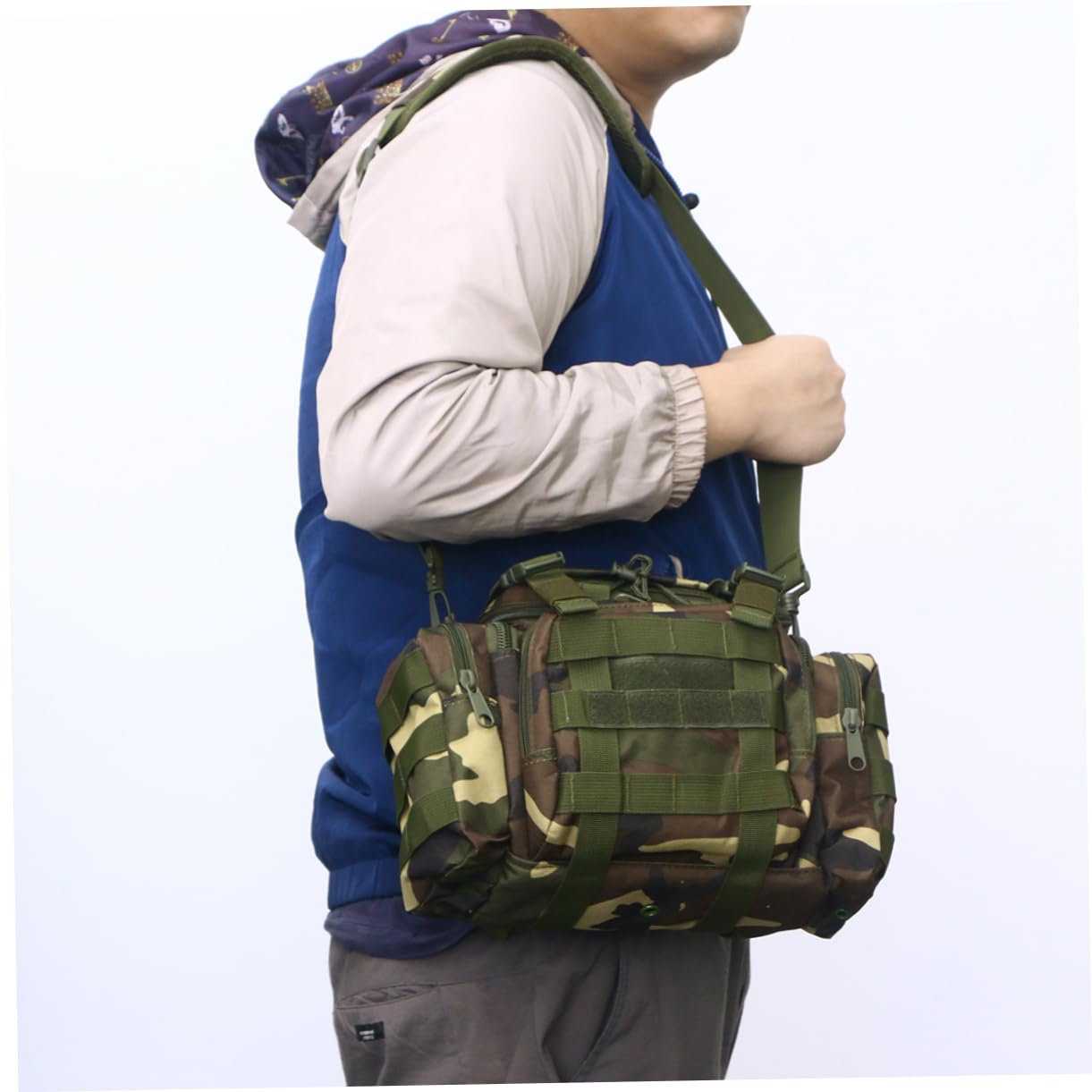 Große Angeltasche 15L aus Nylon mit Gepolstertem Abnehmbarem Schulterriemen