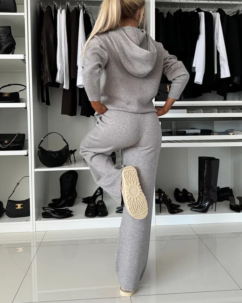 Survêtement Femme Ensemble Pullover Sweat-Shirt à Capuche et Pantalon Jogging Ensembles Sportswear 2 Pièce Élégant Tracksuit Set Loungewear Tenue Décontracté