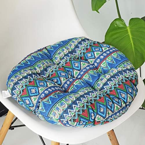 vctops Bohemian Soft Round Chair Pad Garden Patio Home Kitchen Office Seat Cushion Blue Diameter 16"