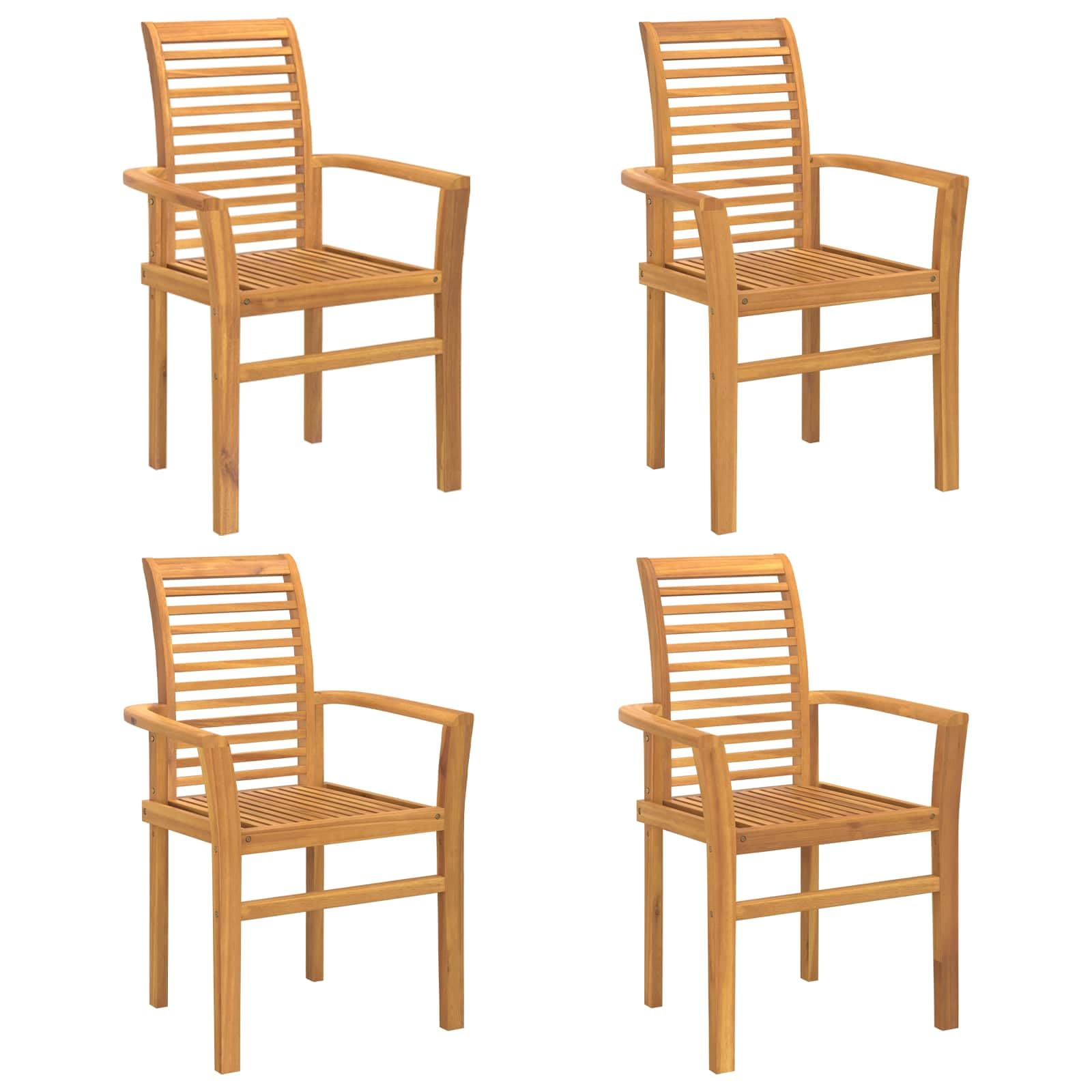 vidaXL Sedia da Pranzo 4 pz Legno di Teak Solido Marrone