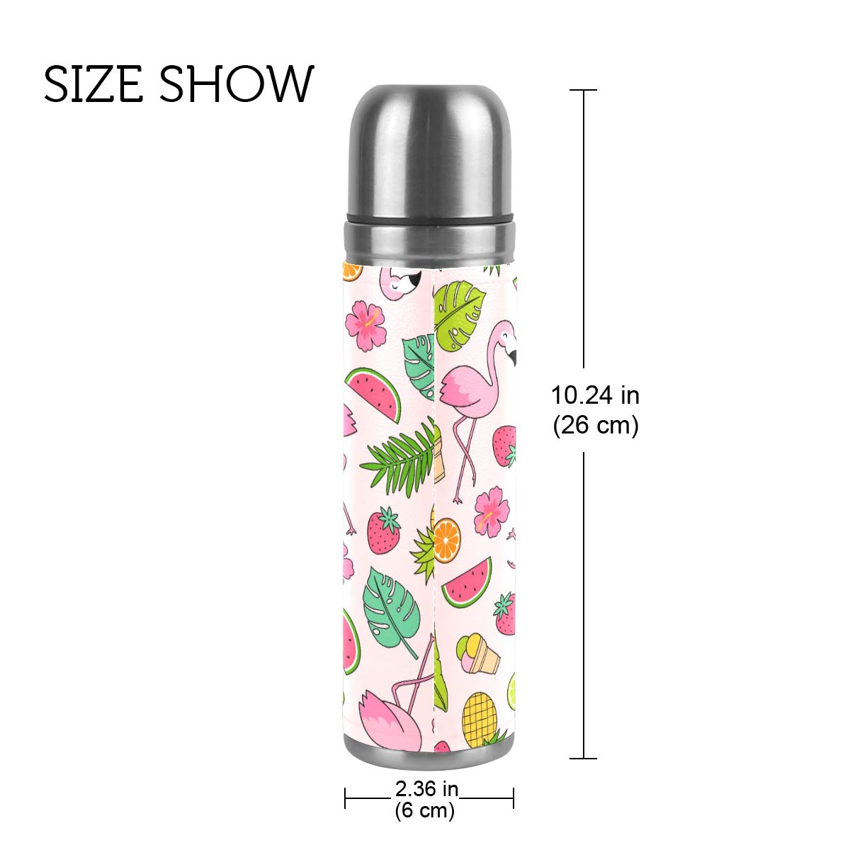 Taza de viaje de acero inoxidable con aislamiento al vacío, doble pared, a prueba de fugas, diseño de flamencos veraniegos con estampado personalizado impreso en piel auténtica, 500 ml