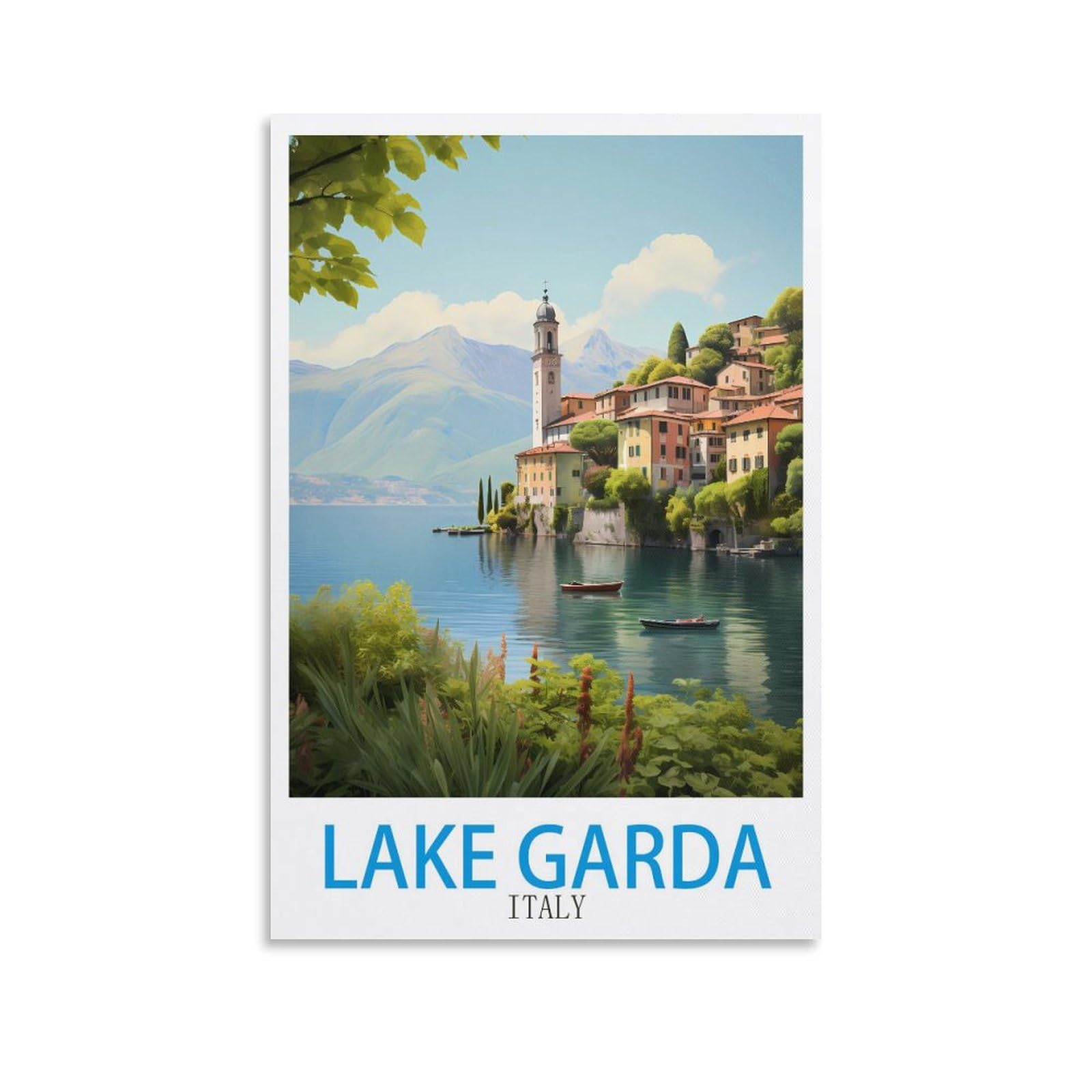 ZBBGGOZ Lake Garda Italy Vintage Travel Poster 08x12inch(20x30cm) Canvas Wall Posters And Art Picture Print Modern Family Bedroom Decor