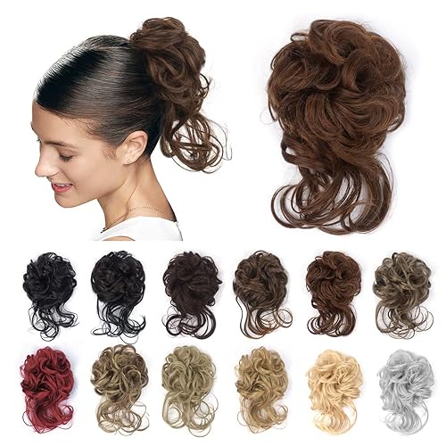 KGBFASS Moño desordenado, rizado, ondulado, largo, moño recogido, con banda de goma elástica, extensiones de cabello sintético para mujeres y niñas KGBFASS Moño desordenado, rizado, ondulado, largo, moño recogido, con banda de goma elástica, extensiones de cabello sintético para mujeres y niñas