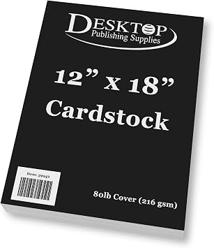 Black 12" x 18" Cardstock - 80lb Cover 216gsm Thick Heavyweight Large Format Black Core Paper, Smooth Matte Black Sheets for Posters, Crafts, Photo Backing, Scrapbook- Inkjet/Laser Printer, 25 Pack