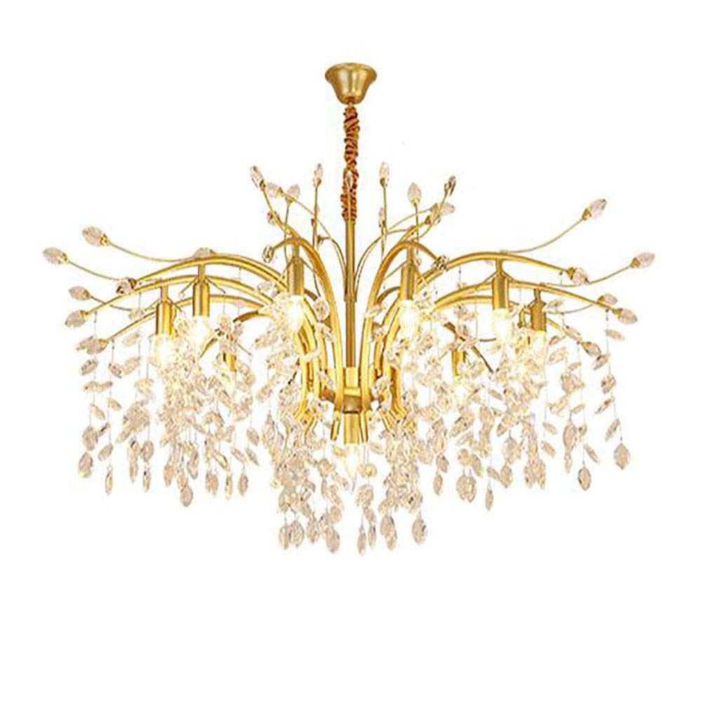 LYMSXAZOU K9 Crystal Raindrop Ceiling Light Fixture 11Light Industrial Iron Pendant Lamp for Dining Room Bathroom Bedroom & Living Decor