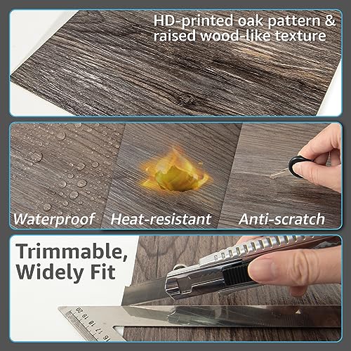 Image of Art3d 30-Pack Peel and Stick Floor Tiles (30 Sq.Ft), Dark Brown Oak