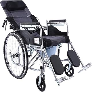 QZF Comfort Silla de Ruedas Silla de Ruedas Plegable con 6 Posiciones Ajustable reclinable Plegable Respaldo Brazo Respirable cómodo y Transpirable diseño para Ancianos discapacitados