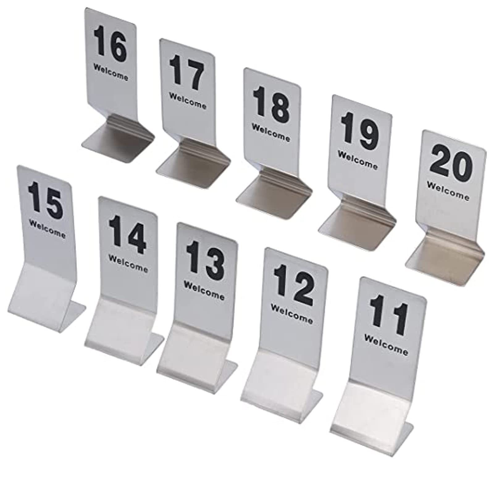 MYUYEE Metal Table Card, Tabletop Number Sign, Stackable Table Number Cards, Stainless Steel Restaurant Table Numbers, For Party Banquets Service Evidence Markers Supplies (45682-15.5 * 6Cm)