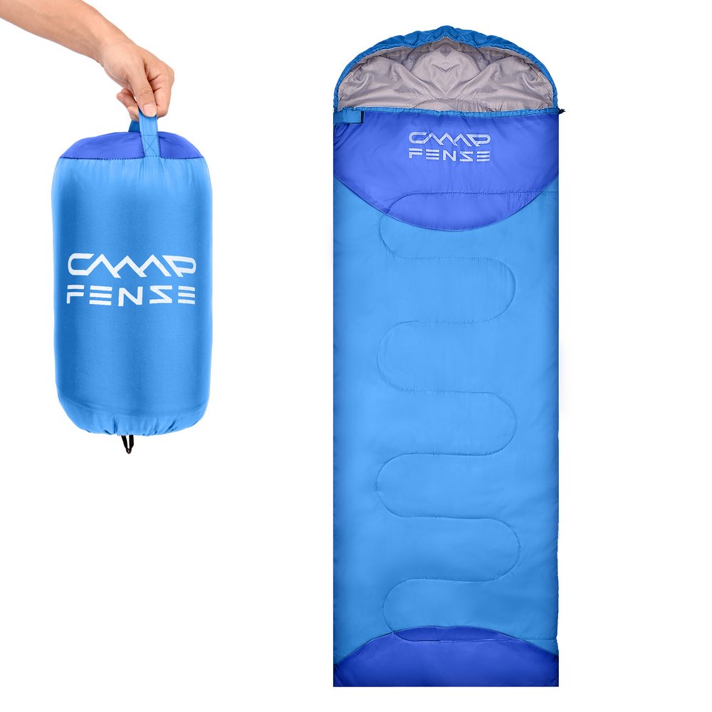 Sleeping Bag Lightweight Portable Compact Backpacking Outdoor Hiking Camping Equipment Tools Gear for Kids Youth Adult Men Women with Compression Storage Bag (Light Blue)