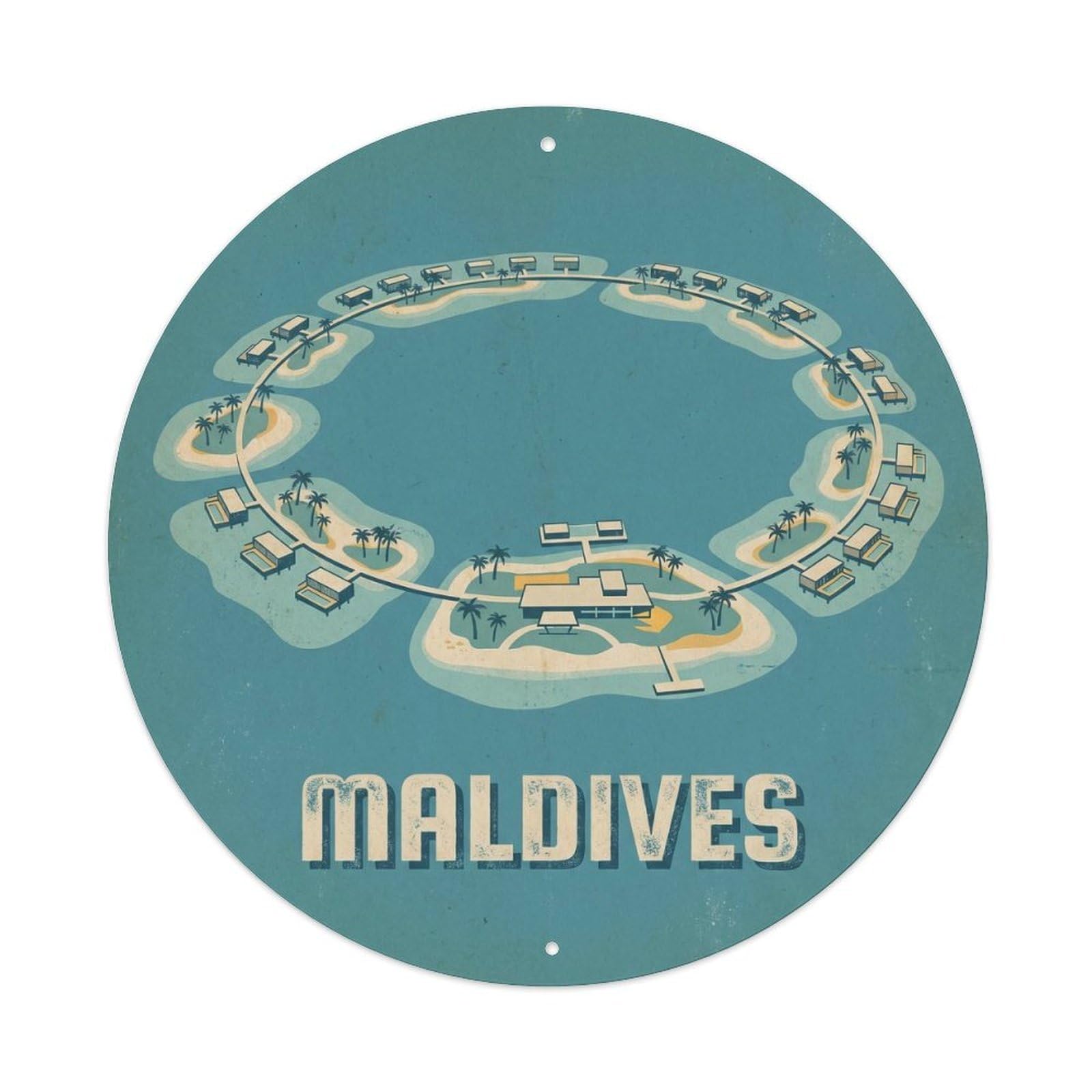 Island Lagoon Maldives Vintage Coral Reef Metal Tin Sign