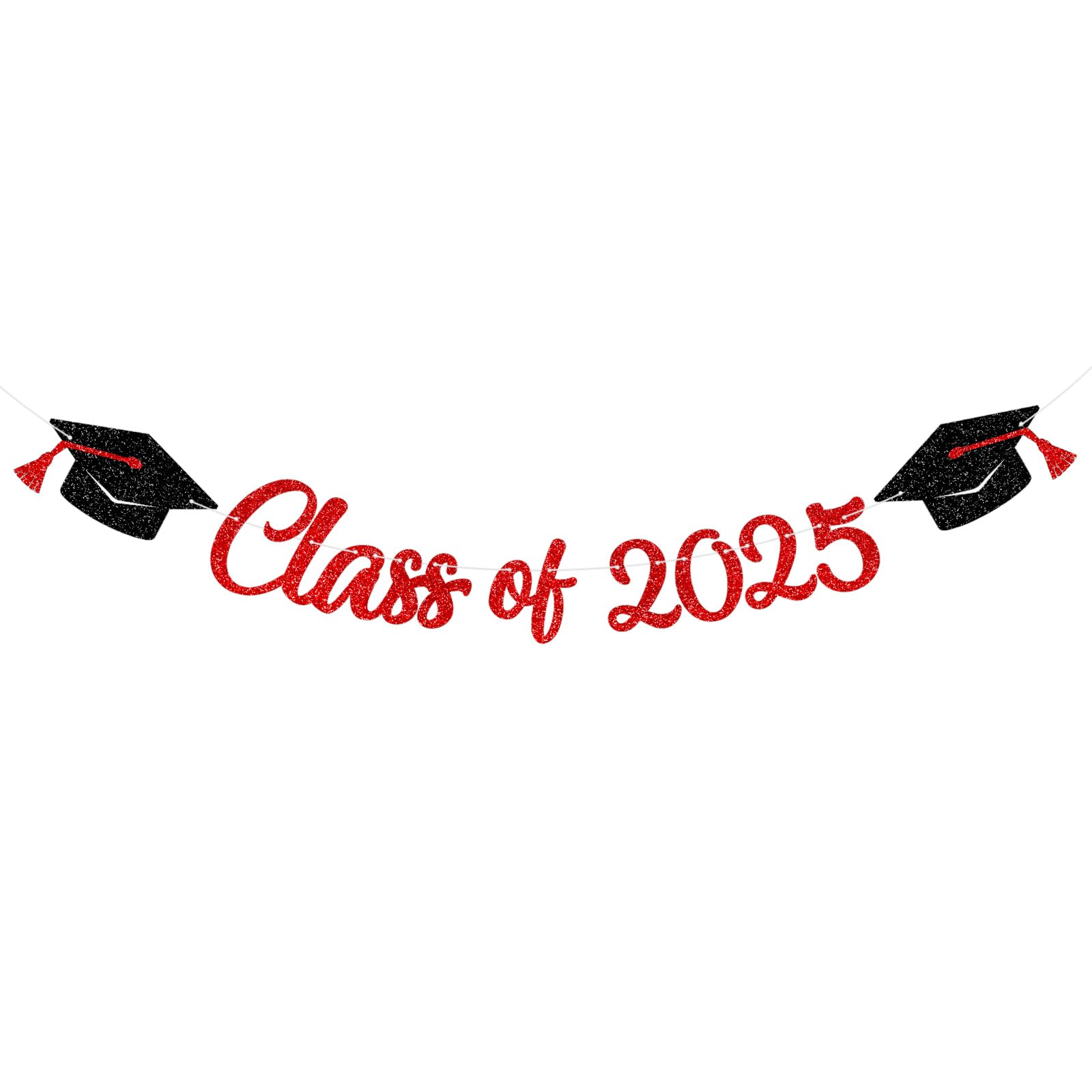 Graduation Decorations Class of 2025 Banner Party Supplies School Home Car Decorations (Red)