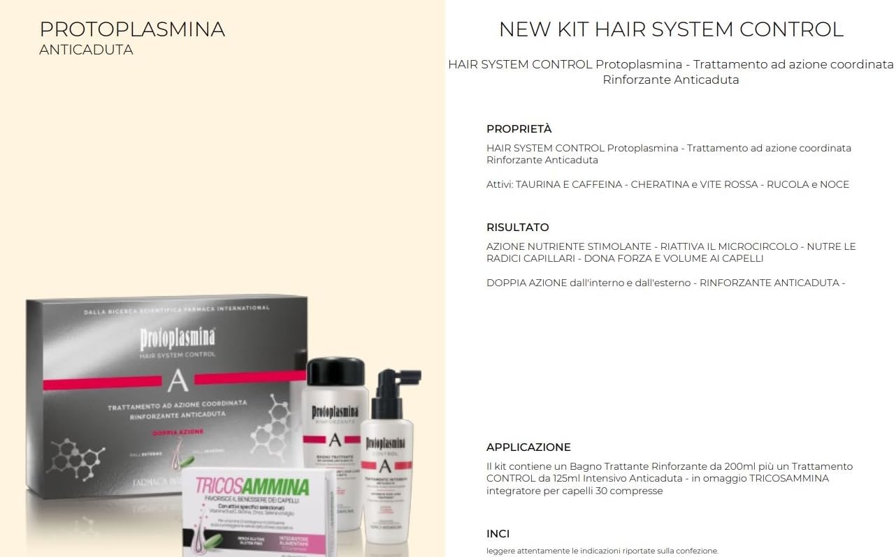 PROTOPLASMINA Hair System Control A Trattamento Azione Coordinata Rinforzante Anticaduta