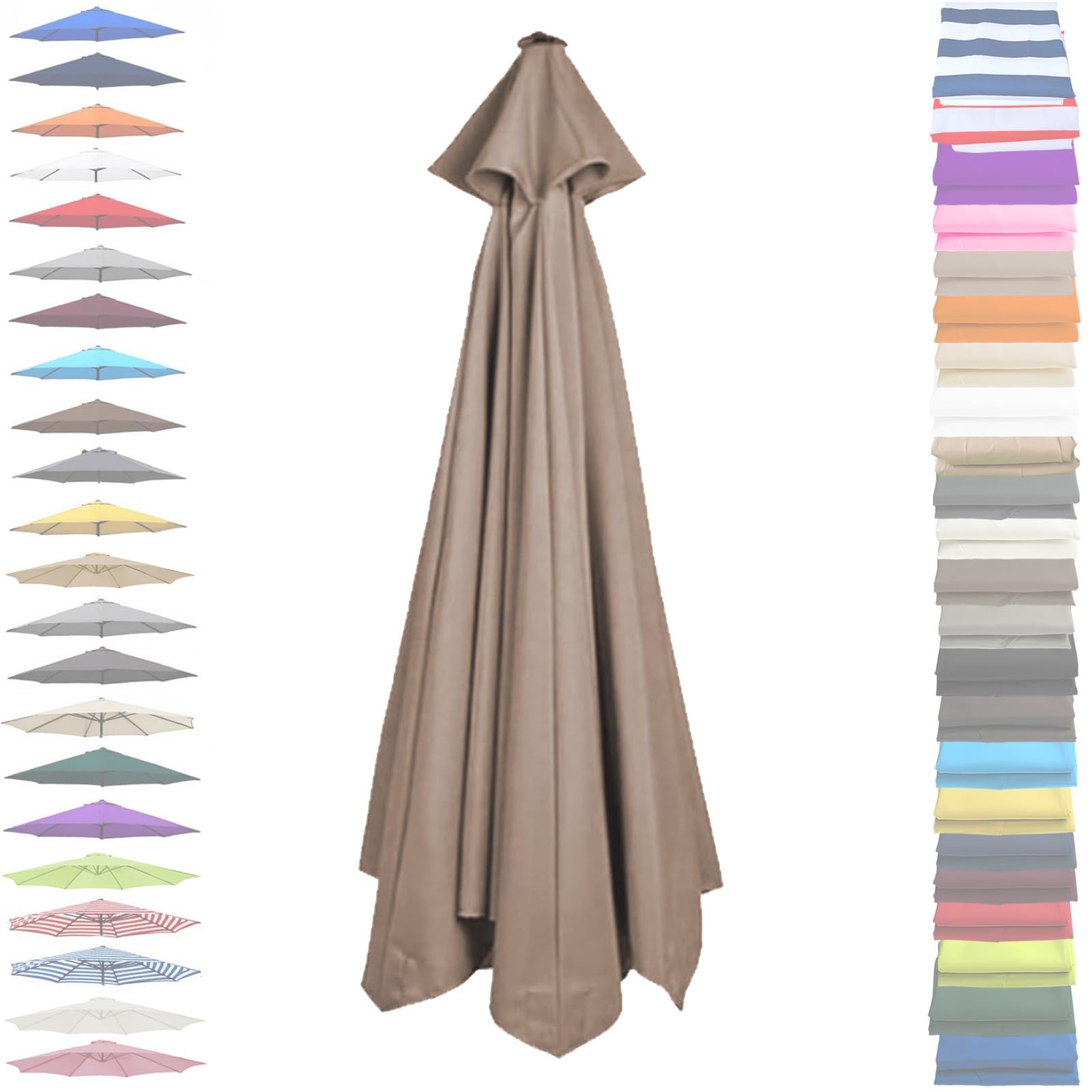Garden Umbrella Replacement Canopy Cantilever Parasol Top Cover 2.0m~3.50m + 6 Arms 8 Arms Umbrella Fabric For Standard, Market Table & Balcony Parasols(Champagne,3.0m 6 ribs)