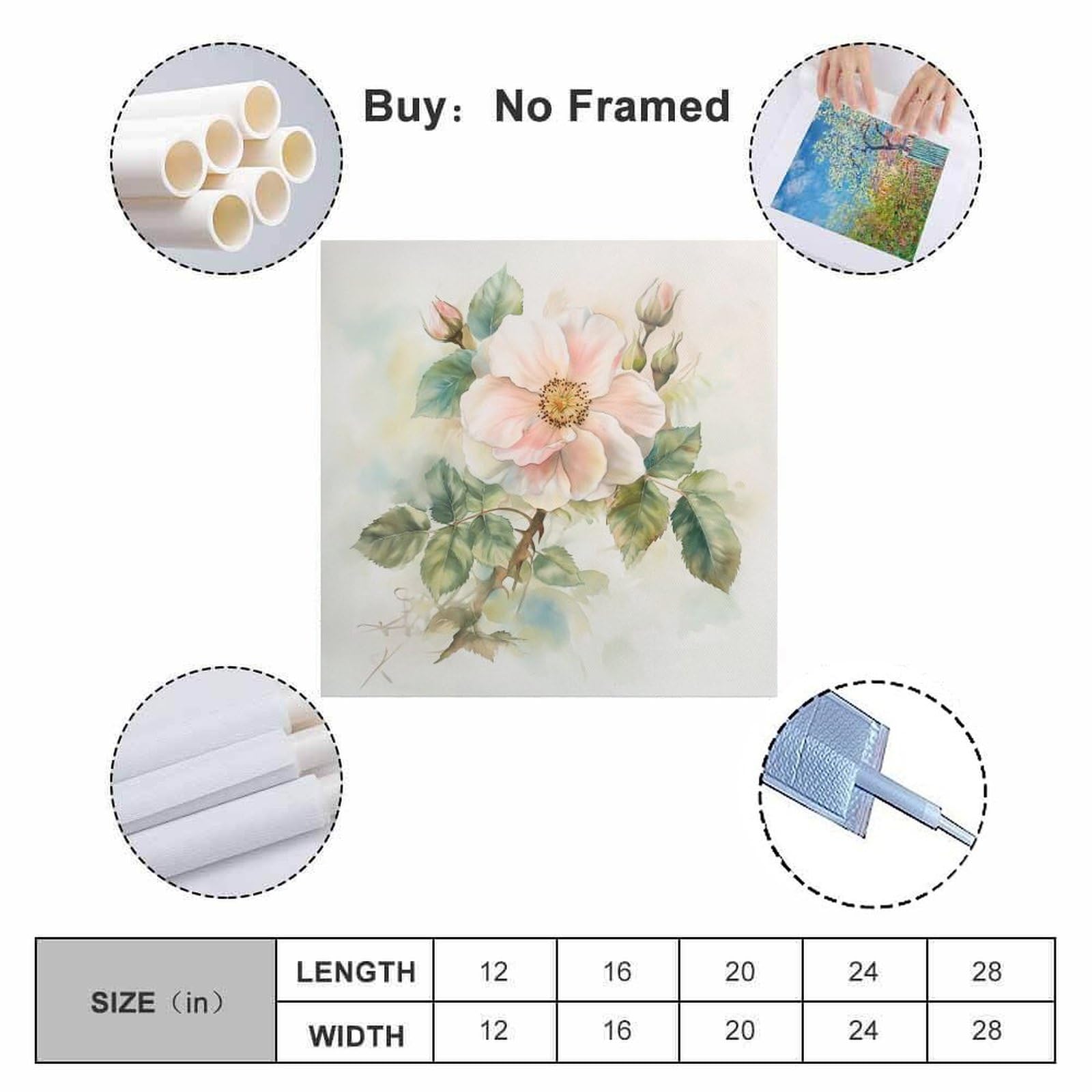 Amazon.com: Wild Rose in Bloom Canvas Painting Wall Art