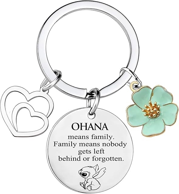 Keychain Gifts Cute Keychains Ohana Means Family Cute Birthday Gifts for Women Family Friendship Gift Hawaiian Disney Key Chain