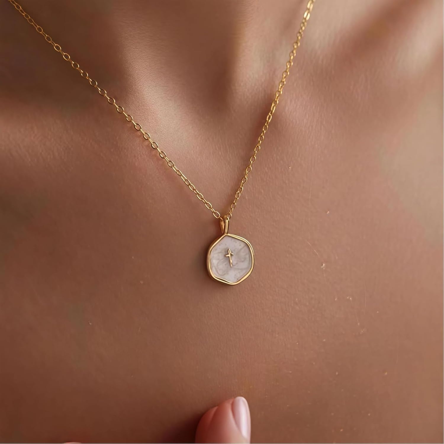 Gold Cross Necklace for Women, Dainty Small Alloy Cross Pendant Charm Necklace, Early Christmas Gift & Christian Jewelry for Women - Image 4