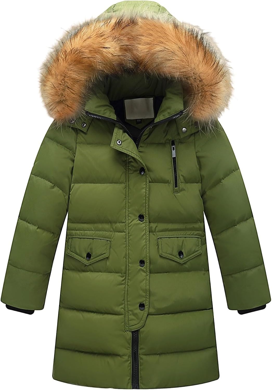 Kids Long Parka Coats Winter Padded Waterproof Puffer Jackets Boys Girls Faux-Fur Hood Quilted Snow Ski Down Outwear