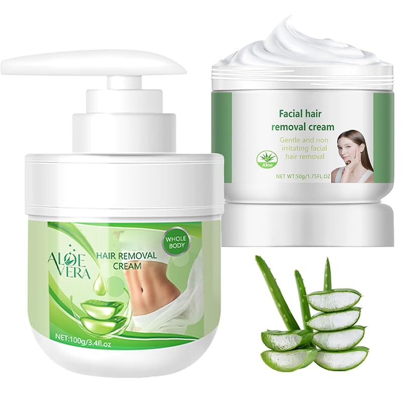 Krmspe Kit com 2 Cremes Depilatórios com Aloe Vera: Facial 50 g e Corporal 100 g