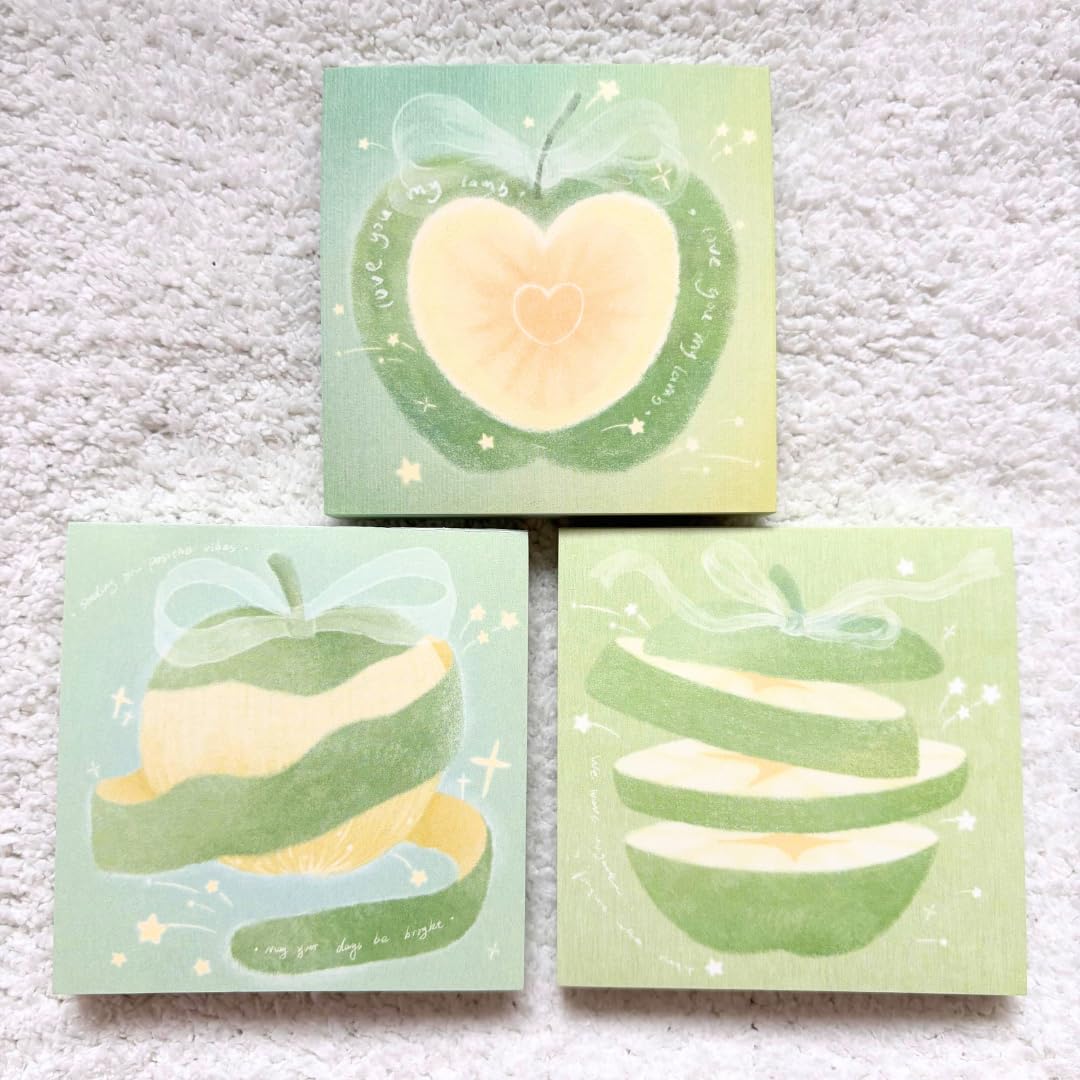 Amazon.co.jp: 300枚 青りんご 青リンゴ メモパッド 文房具 文具 新